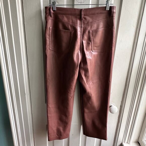 Aritzia Wilfred The Melina Cropped Vegan Leather Pants Cognac Brown - Picture 7 of 9